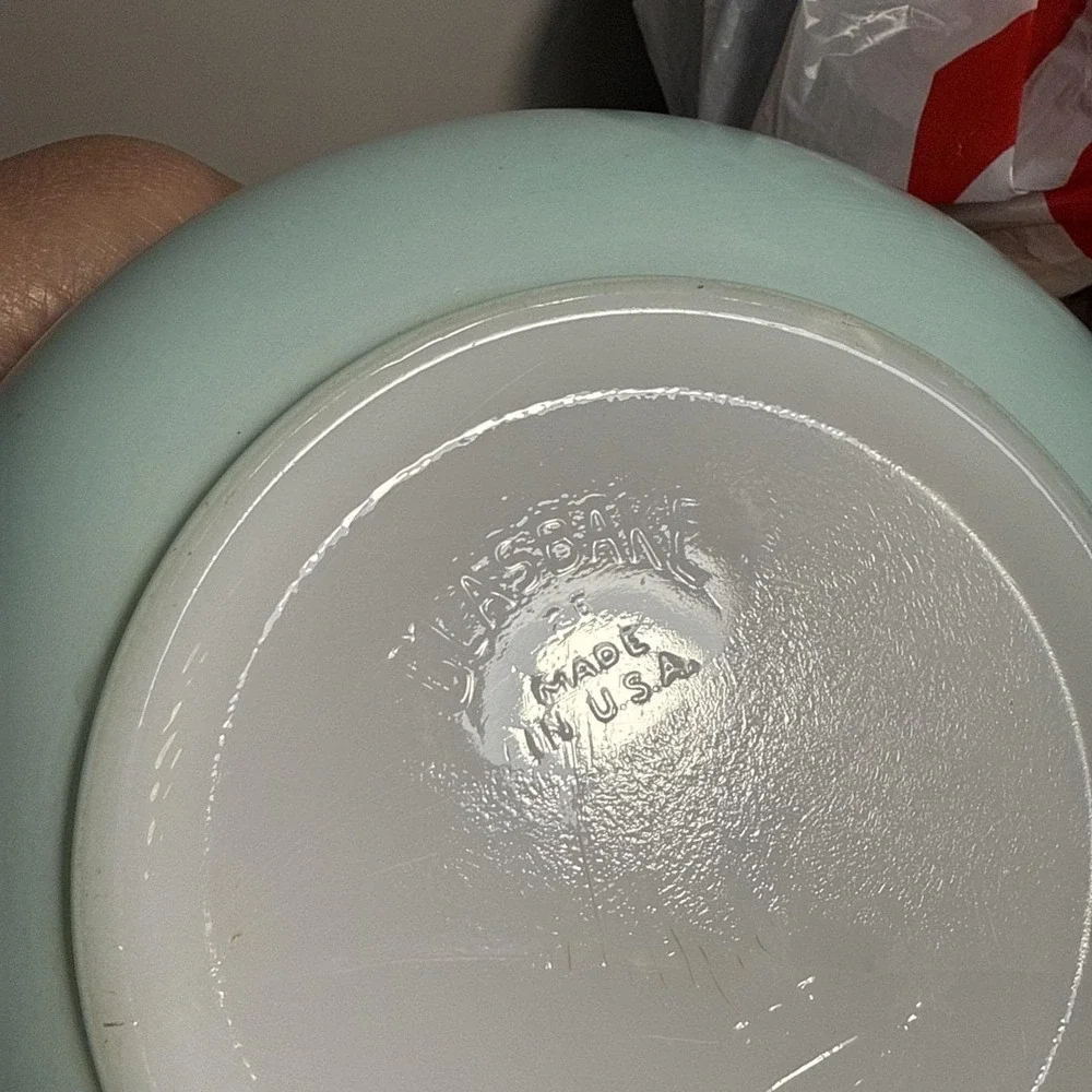 Vintage Aqua Glasbake for Sunbeam Mixing Bowl